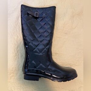 Black Quilted Rain Boots